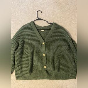 Green Cropped Cardigan